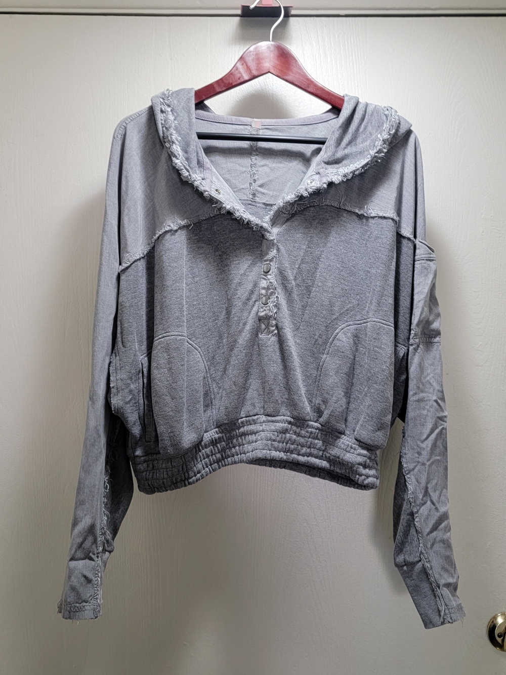 We The Free Heather Gray Hooded Pullover Top